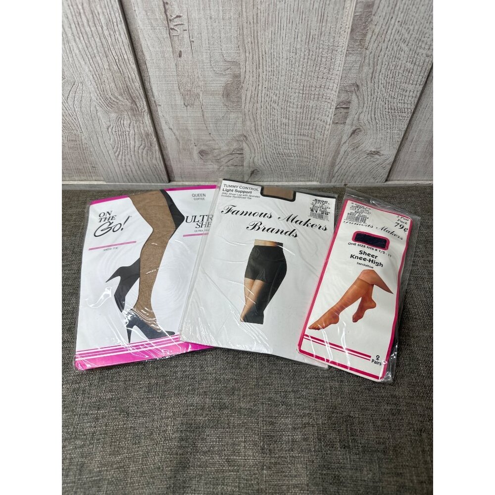 Vintage Panty Hose and Knee Highs Various Colors Mixed Lot Size Med-Queen 3 pks